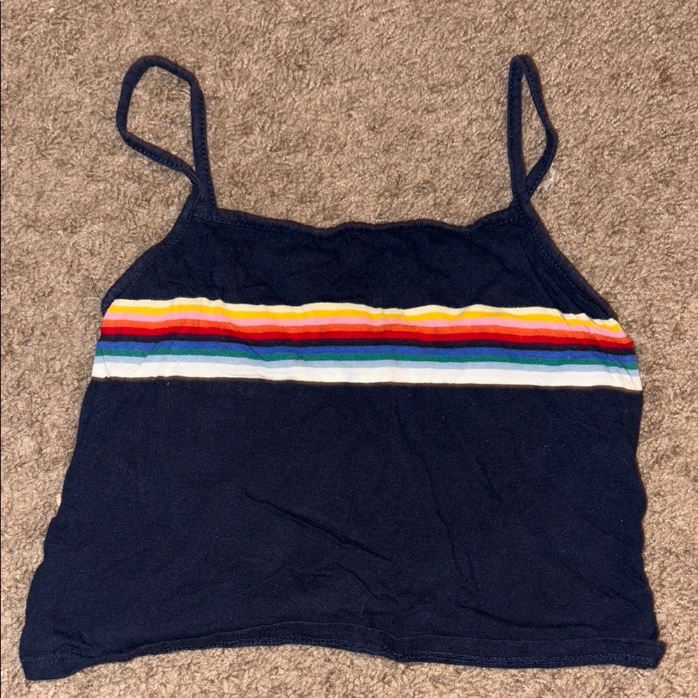 Brandy Melville Navy Blue Striped Women's Top